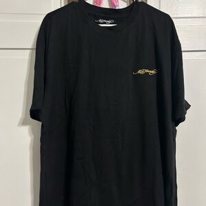 Ed Hardy Black Tee with Gold Script